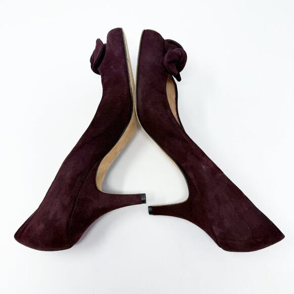 Giuseppe Zanotti Vicini Burgundy Suede Closed Toe Pumps Bow Detail Made in Italy - Picture 6 of 10